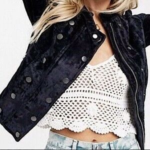 FREE PEOPLE from Dusk til Dawn Black Velvet Moto Jacket